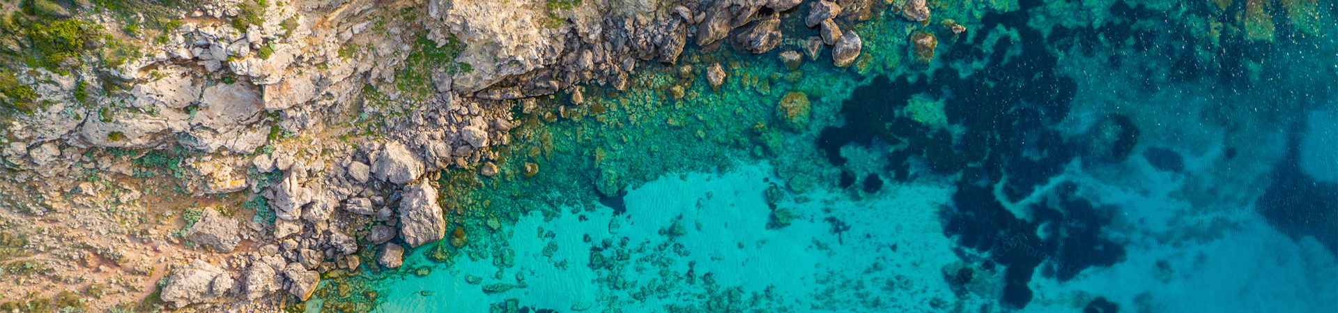 Menorca coast aerial view with paradise beaches